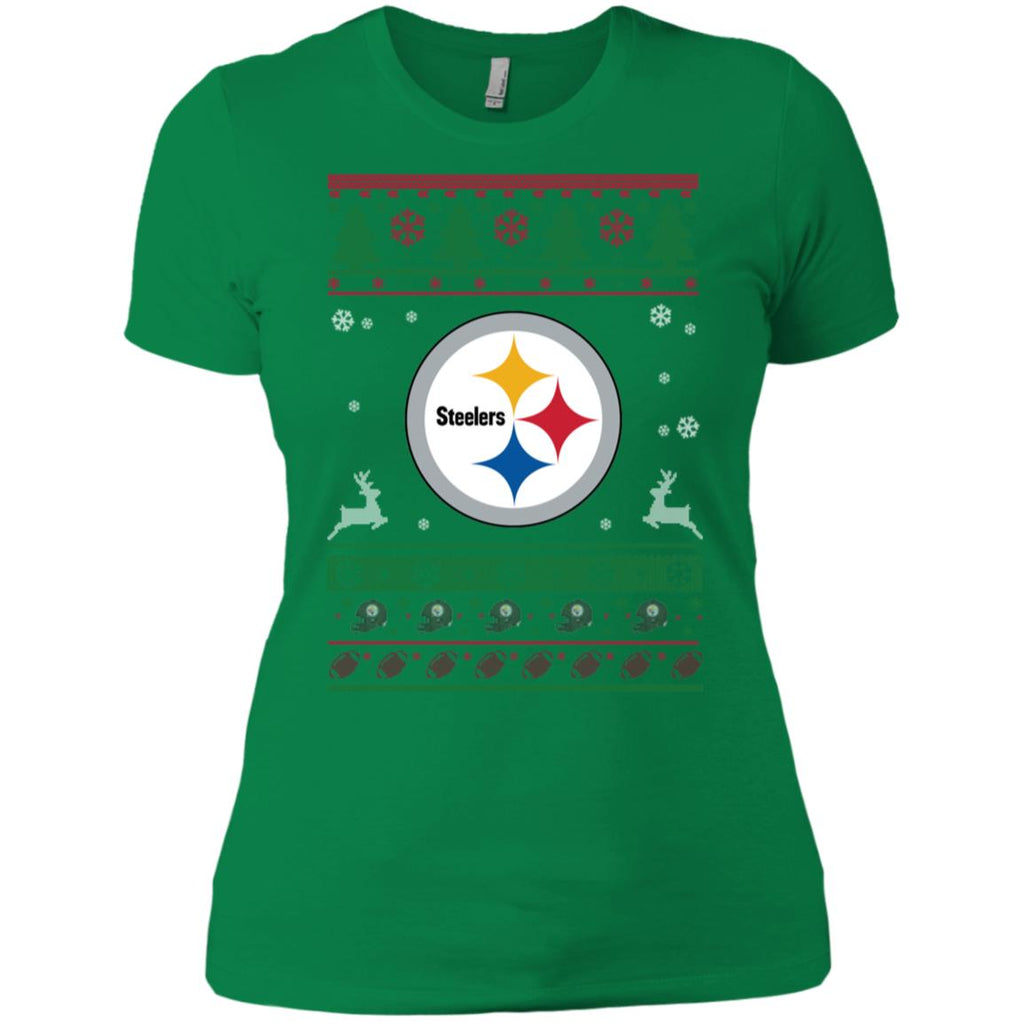 Pittsburgh Steelers Logo Football Teams Ugly Christmas Sweater Women T-Shirt
