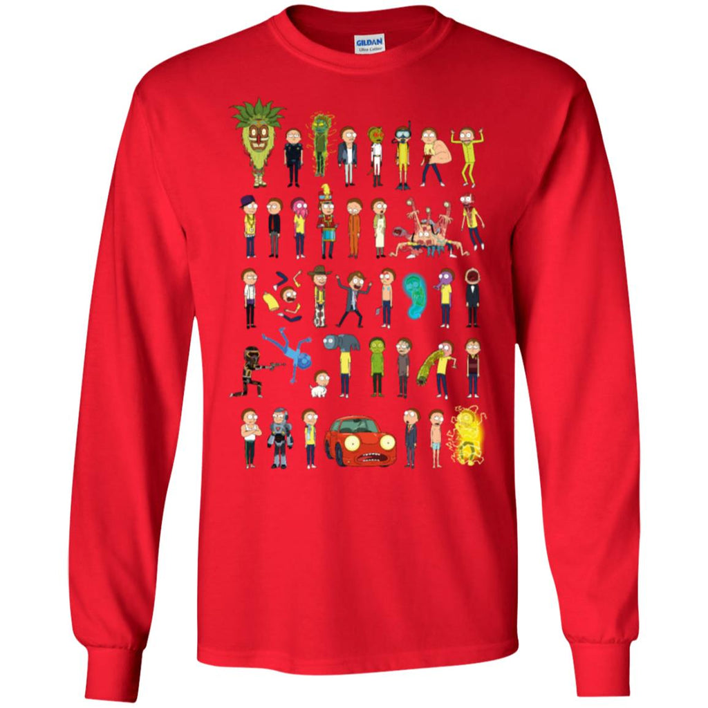 Ricky And Morty The Many Morty's Men Long SLeeve Shirt