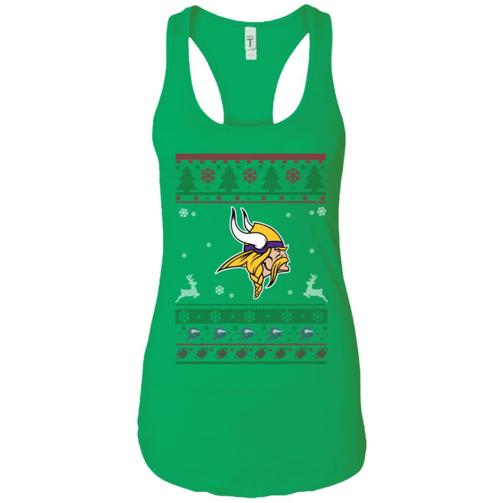 Minnesota Vikings Logo Football Teams Ugly Christmas Sweater Women Tank