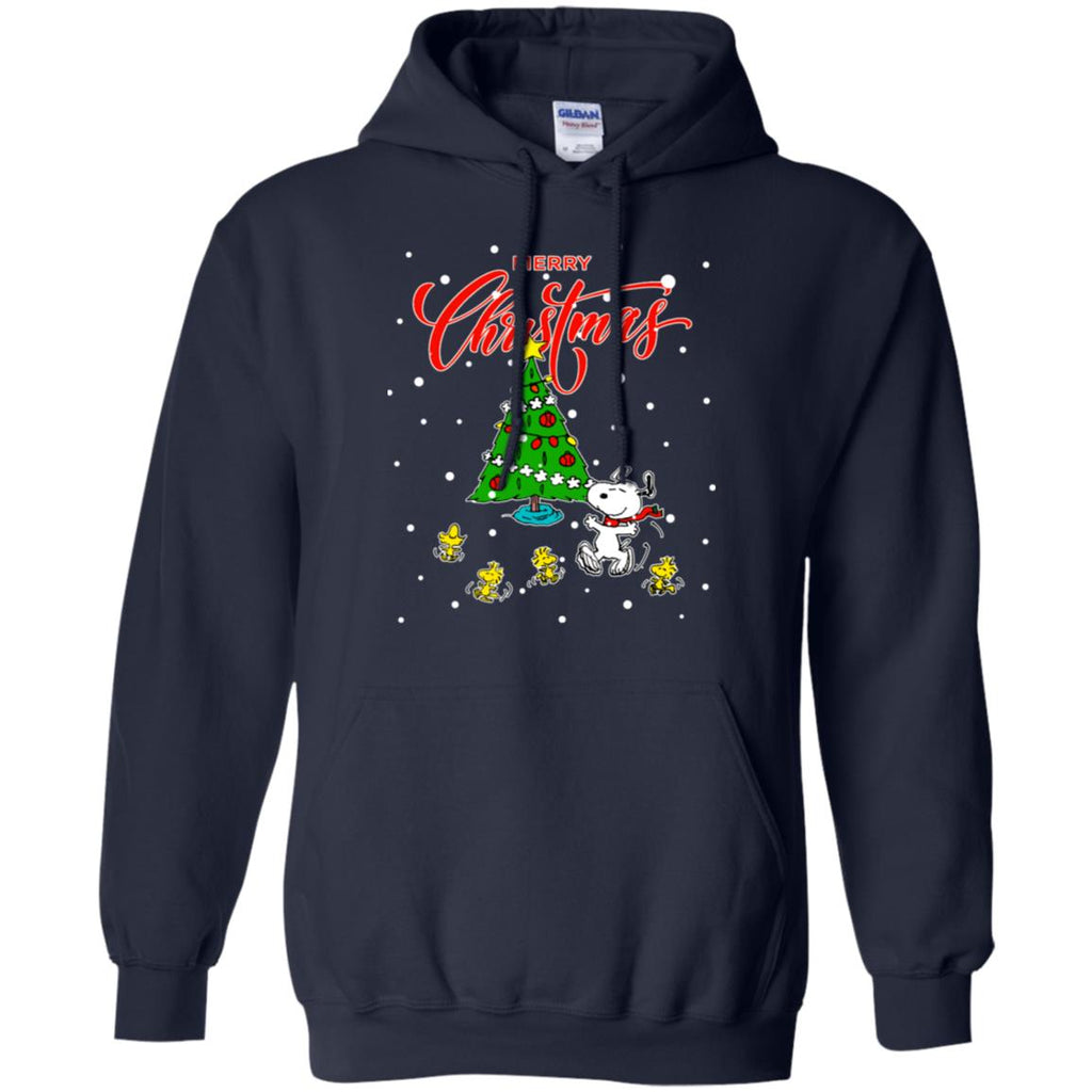Peanuts-snoopy Christmas Tree Men Pullover Hoodie