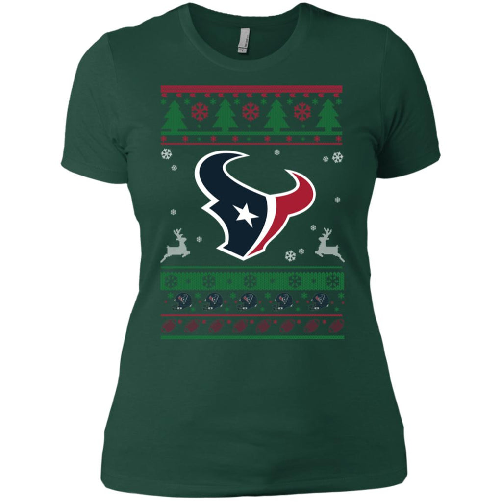 Houston Texans Logo Football Teams Ugly Christmas Sweater Women T-Shirt