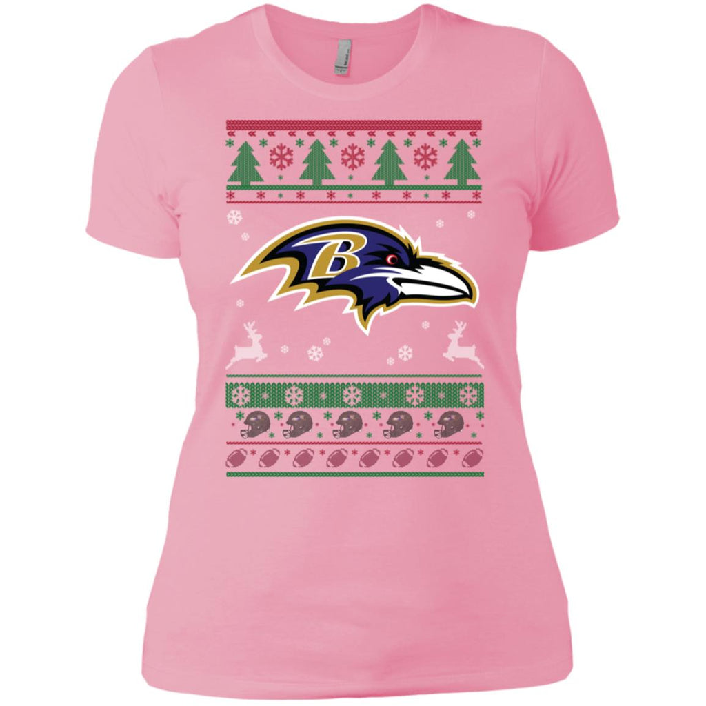 Baltimore Ravens Logo Football Teams Ugly Christmas Sweater Women T-Shirt