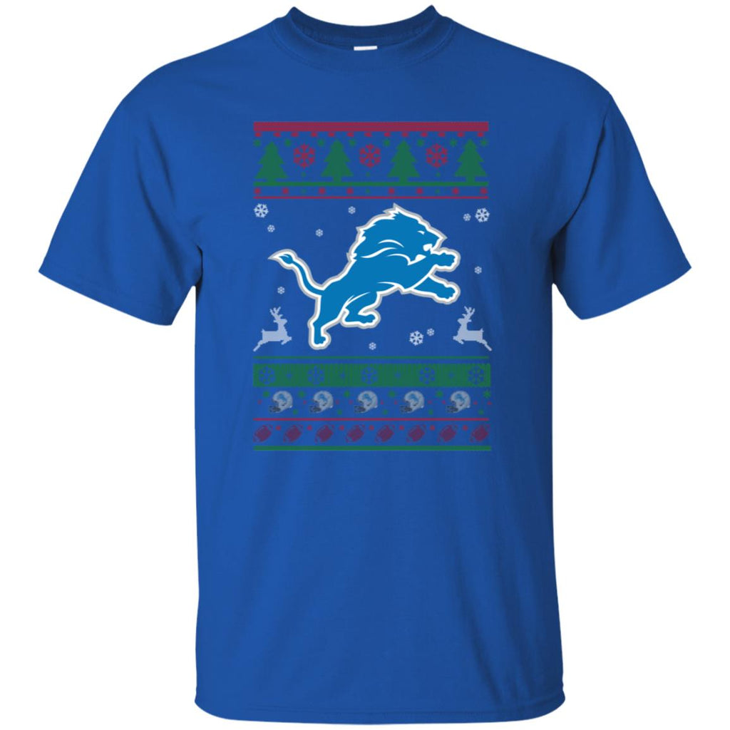 Detroit Lions Logo Football Teams Ugly Christmas Sweater Men T-Shirt