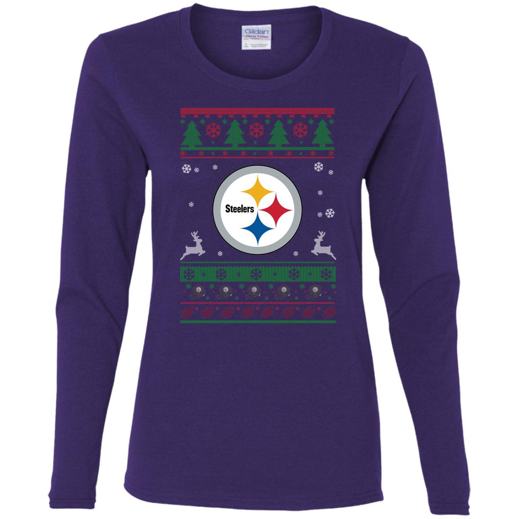 Pittsburgh Steelers Logo Football Teams Ugly Christmas Sweater Women Long Sleeve Shirt