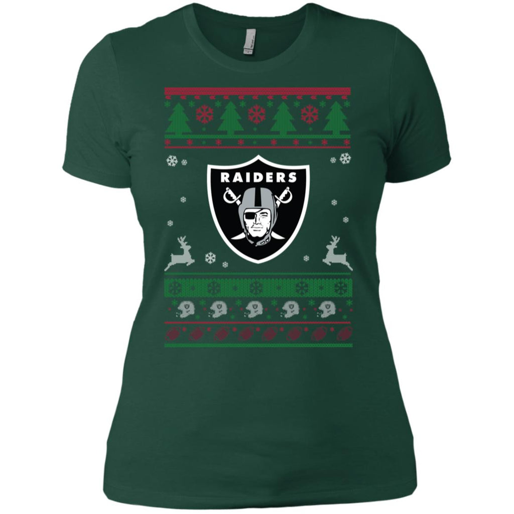 Oakland Raiders Logo Football Teams Ugly Christmas Sweater Women T-Shirt