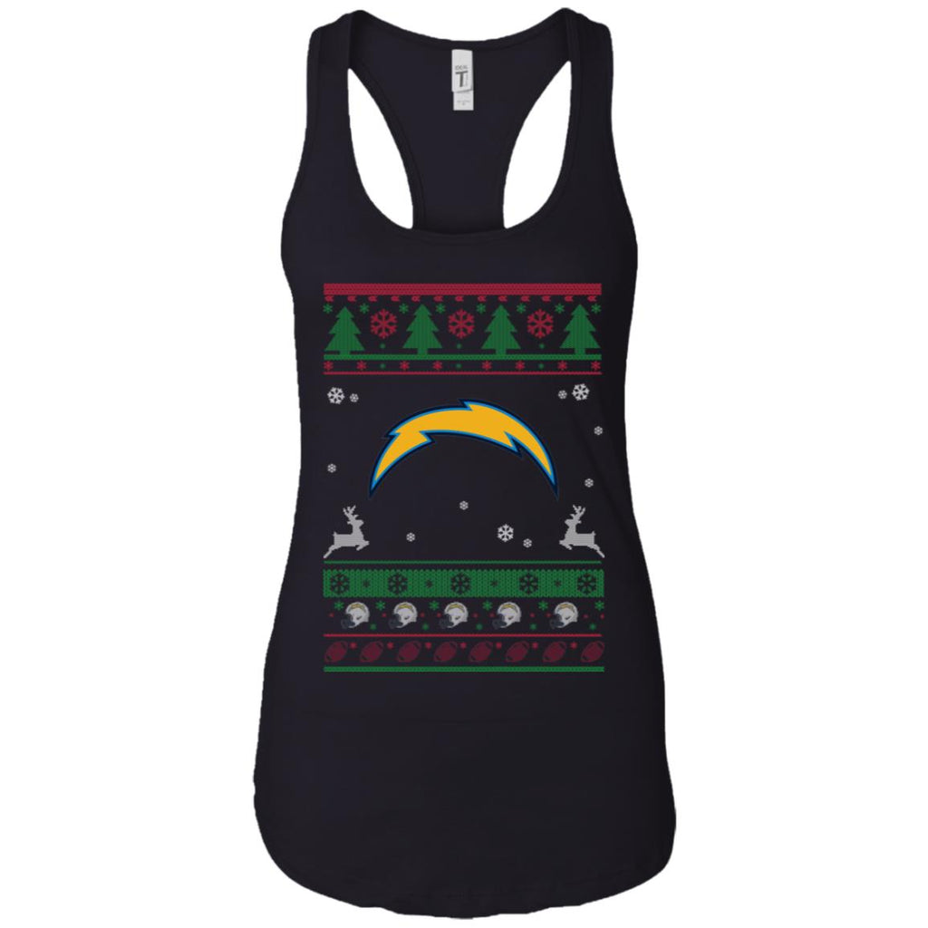 Los Angeles Chargers Logo Football Teams Ugly Christmas Sweater Women Tank