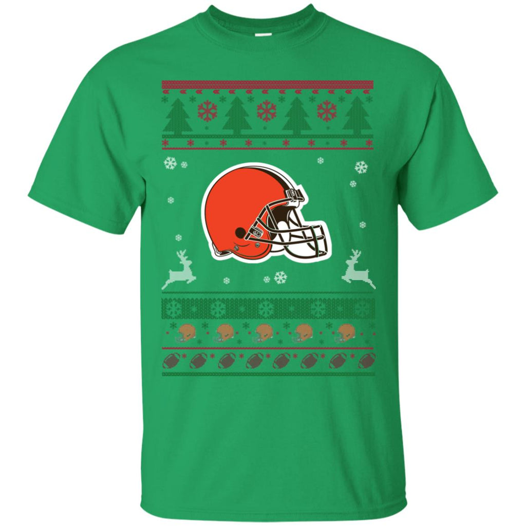 Cleveland Browns Logo Football Teams Ugly Christmas Sweater Men T-Shirt
