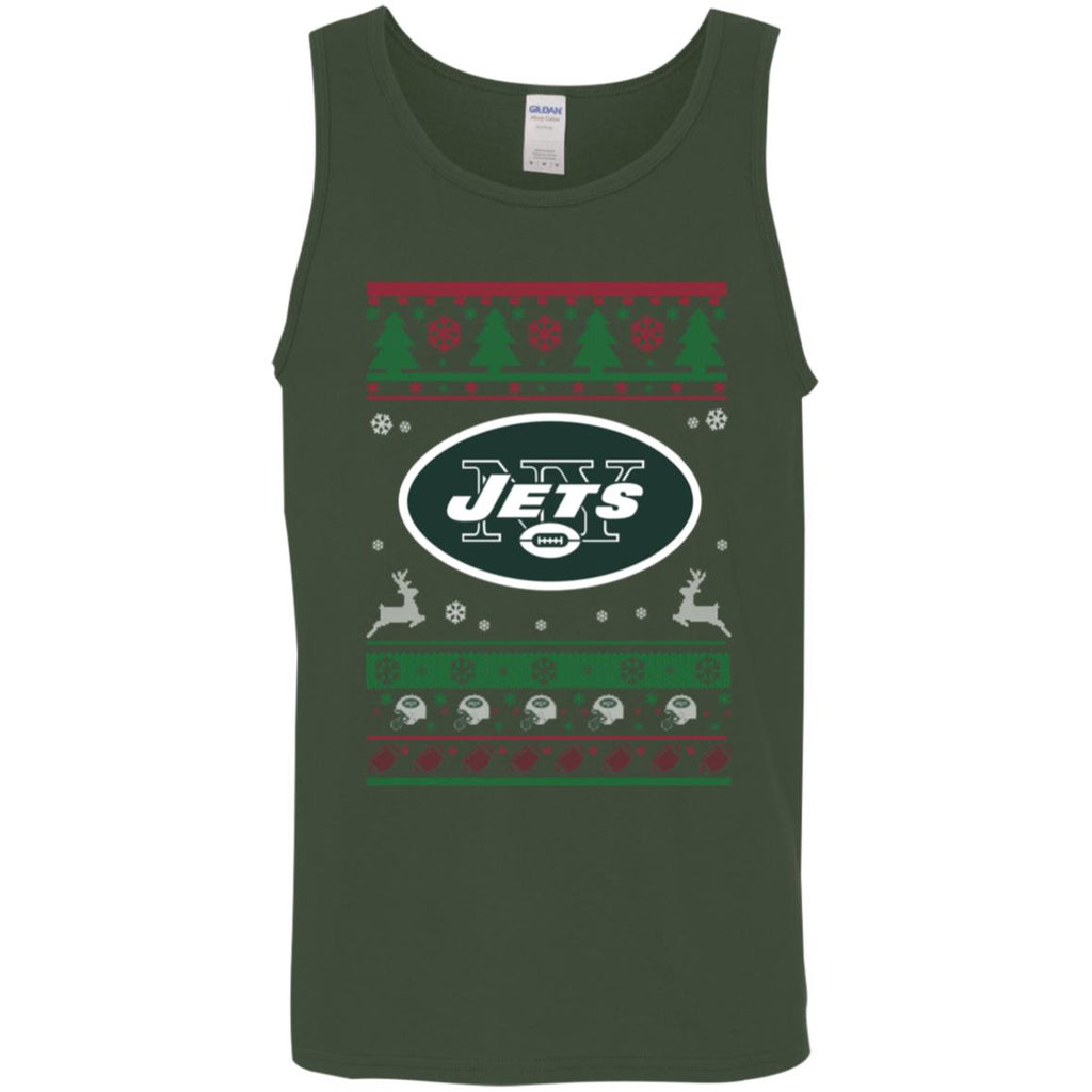 New York Jets Logo Football Teams Ugly Christmas Sweater Men Tank Top