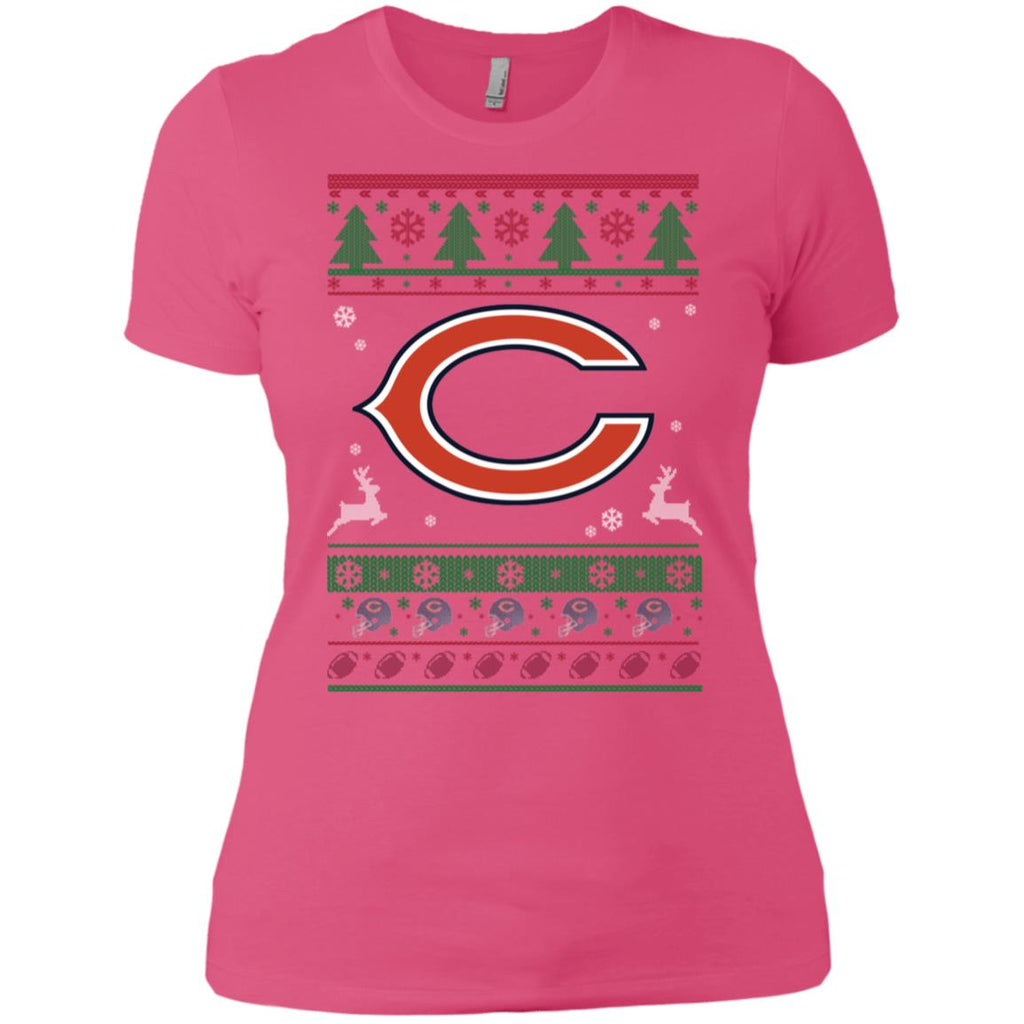 Chicago Bears Logo Football Teams Ugly Christmas Sweater Women T-Shirt