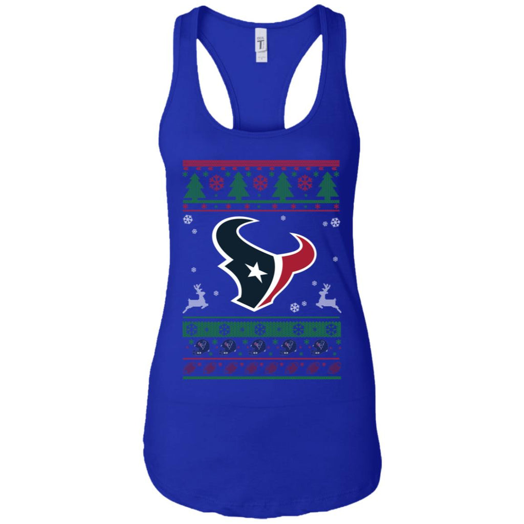Houston Texans Logo Football Teams Ugly Christmas Sweater Women Tank