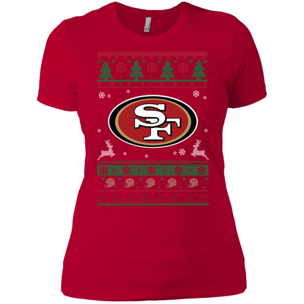 San Francisco 49ers Logo Football Teams Ugly Christmas Sweater Women T-Shirt