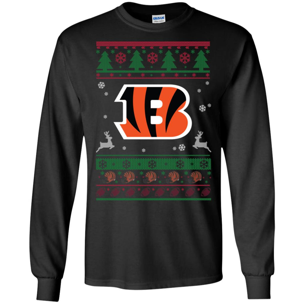 Cincinnati Bengals Logo Football Teams Ugly Christmas Sweater Men Long SLeeve Shirt