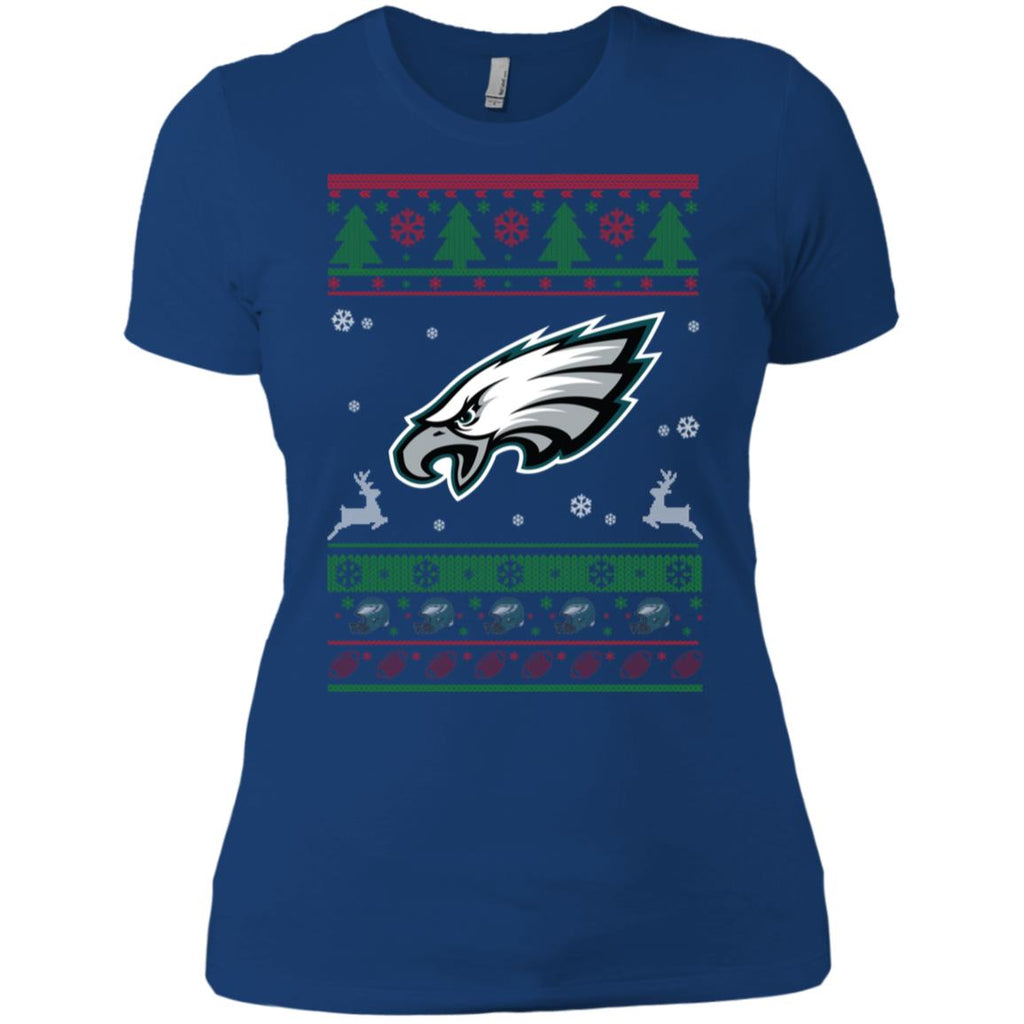 Philadelphia Eagles Logo Football Teams Ugly Christmas Sweater Women T-Shirt