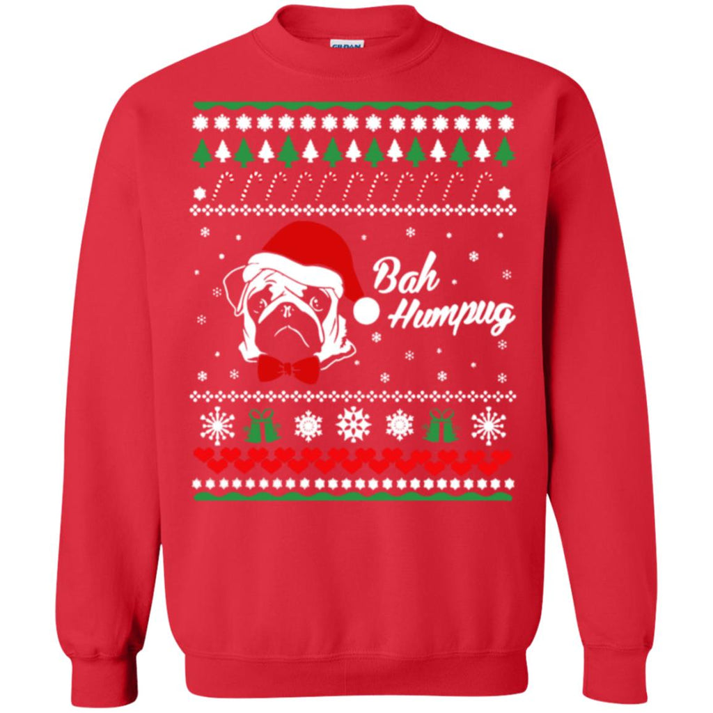 Bah Hum Pug Dog Christmas Unisex Crewneck Pullover Sweatshirt