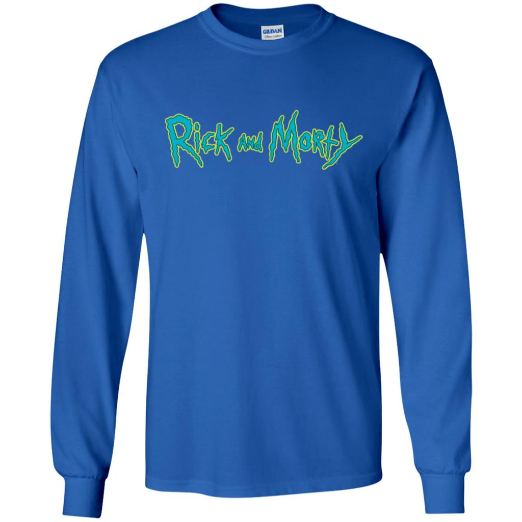 Rick And Morty Title Typography Men Long SLeeve Shirt