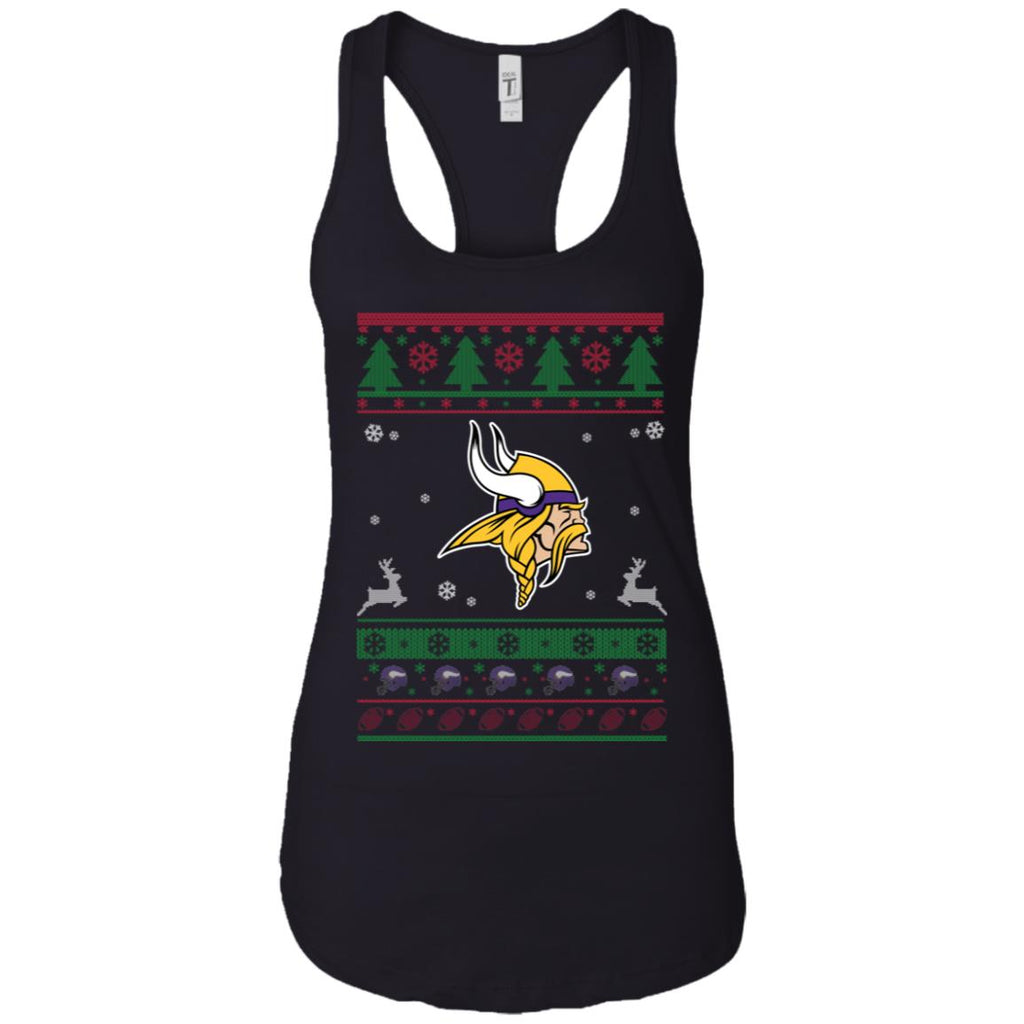 Minnesota Vikings Logo Football Teams Ugly Christmas Sweater Women Tank