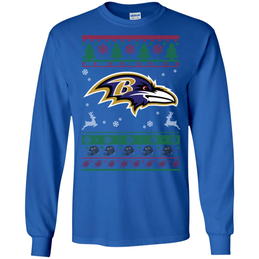 Baltimore Ravens Logo Football Teams Ugly Christmas Sweater Men Long SLeeve Shirt