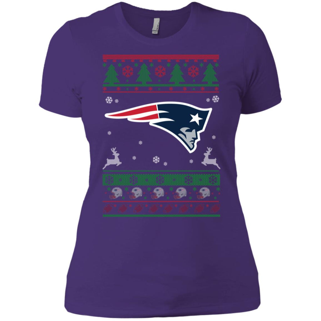 New England Patriots Logo Football Teams Ugly Christmas Sweater Women T-Shirt