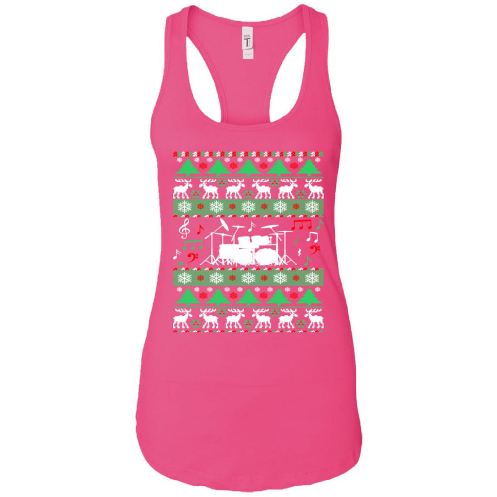 Drums Drummer Ugly Christmas Women Tank