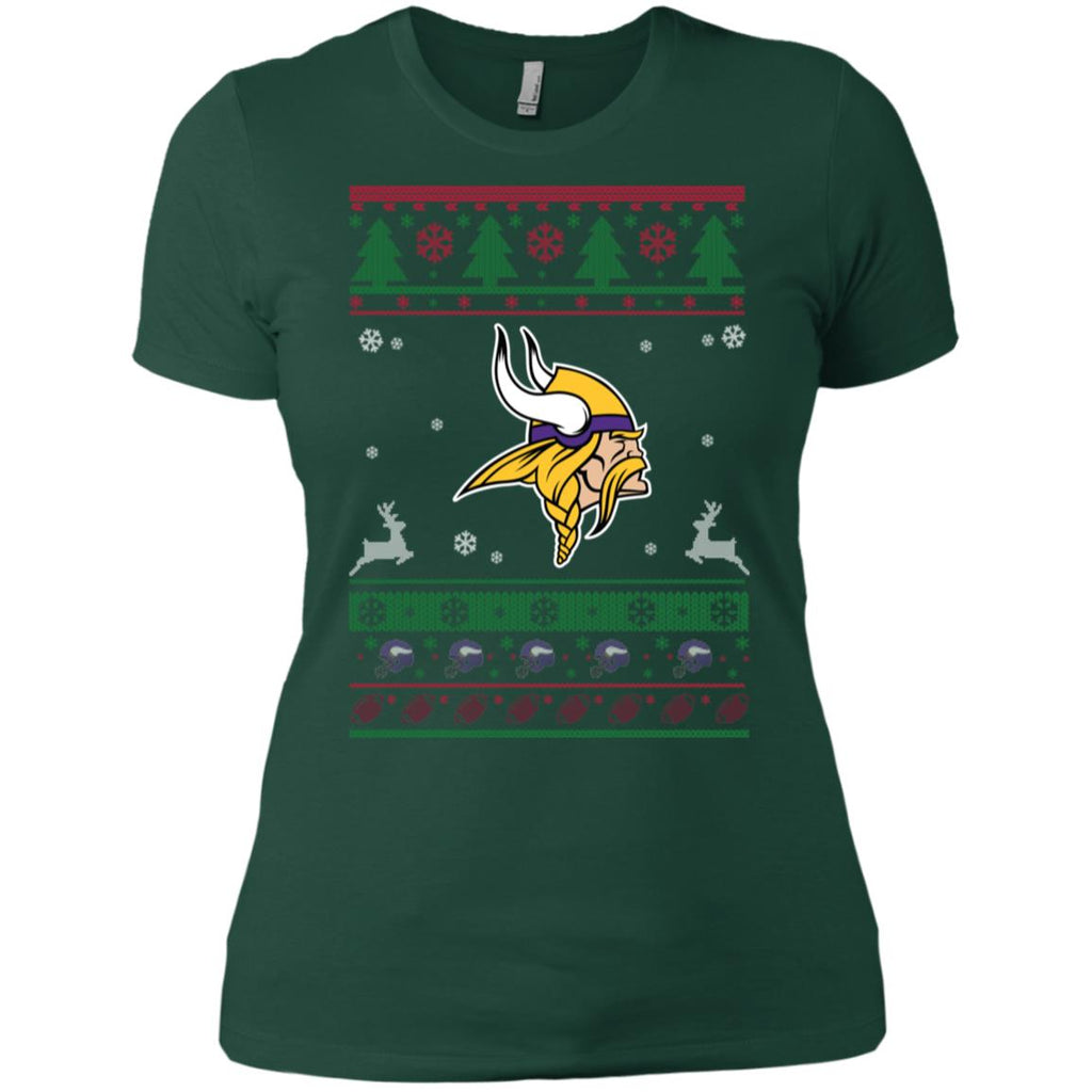 Minnesota Vikings Logo Football Teams Ugly Christmas Sweater Women T-Shirt