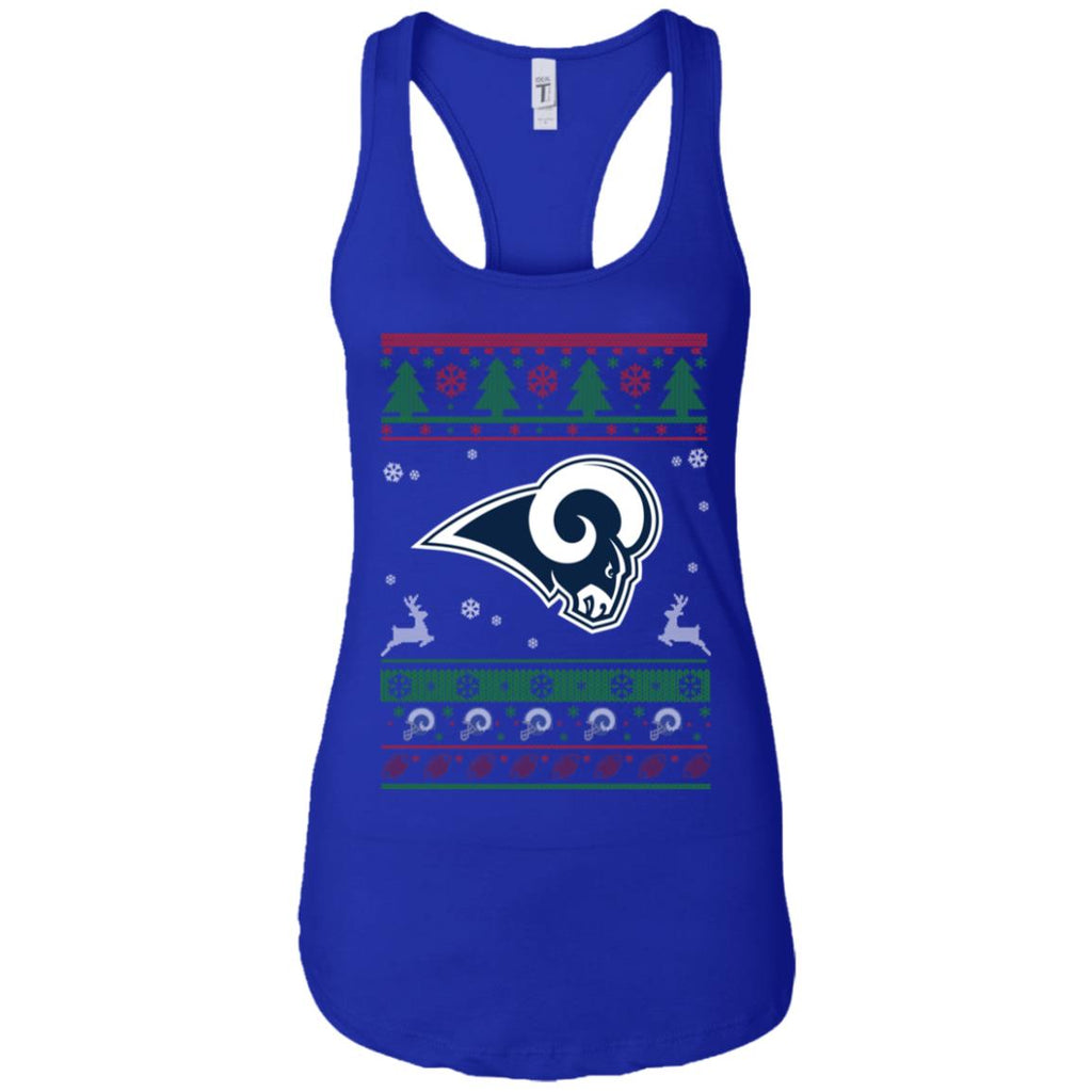 Los Angeles Rams Logo Football Teams Ugly Christmas Sweater Women Tank