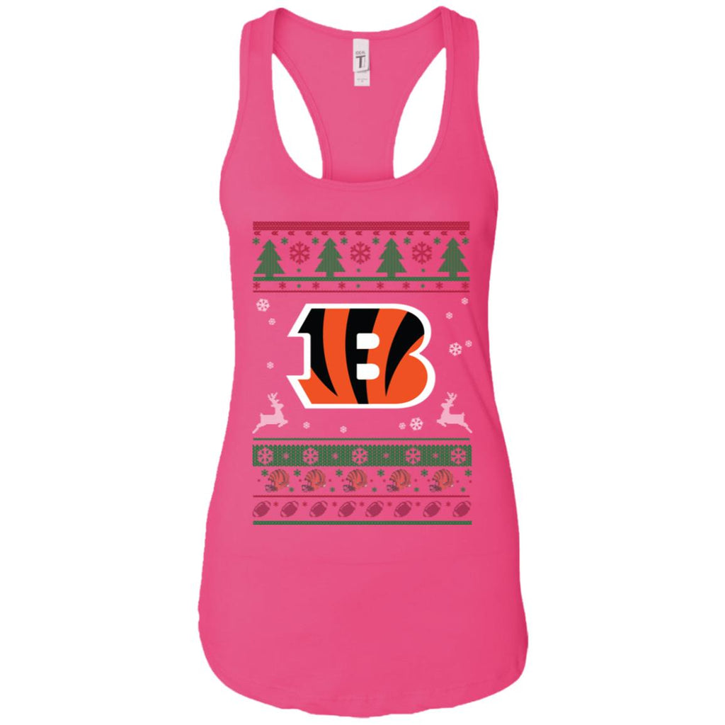 Cincinnati Bengals Logo Football Teams Ugly Christmas Sweater Women Tank