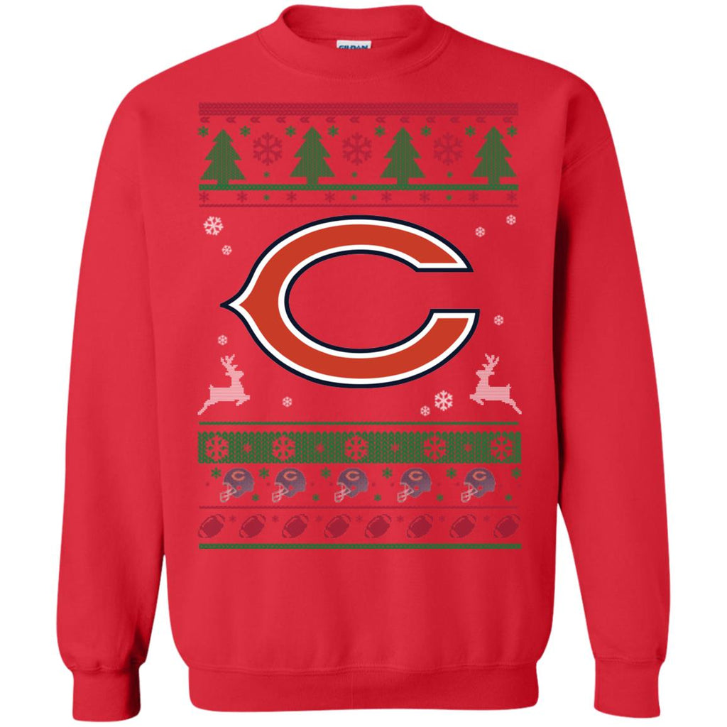 Chicago Bears Logo Football Teams Ugly Christmas Sweater Unisex Crewneck Pullover Sweatshirt