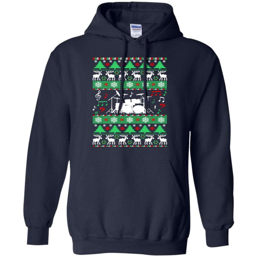 Drums Drummer Ugly Christmas Men Pullover Hoodie
