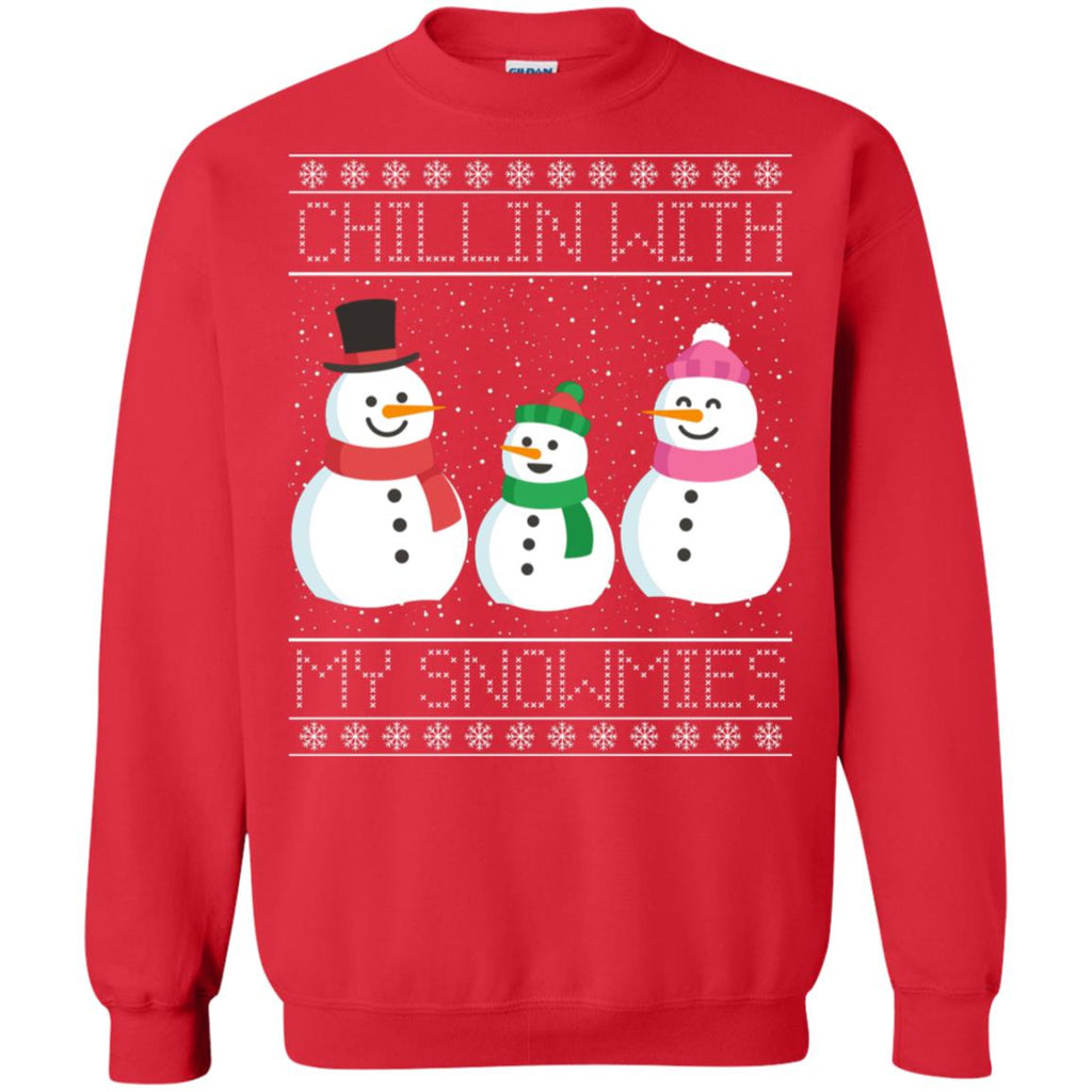 Chillin With My Snowmies Snowman Christmas Unisex Crewneck Pullover Sweatshirt