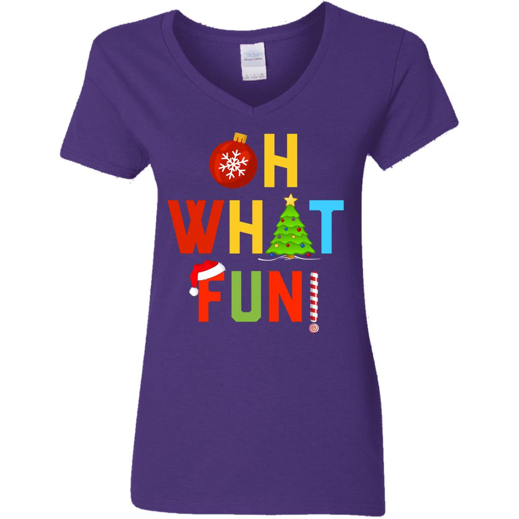 Oh What Fun Merry Christmas Women V-Neck T-Shirt