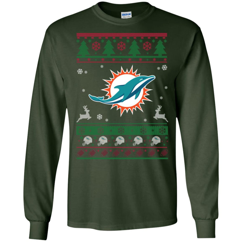 Miami Dolphins Logo Football Teams Ugly Christmas Sweater Men Long SLeeve Shirt