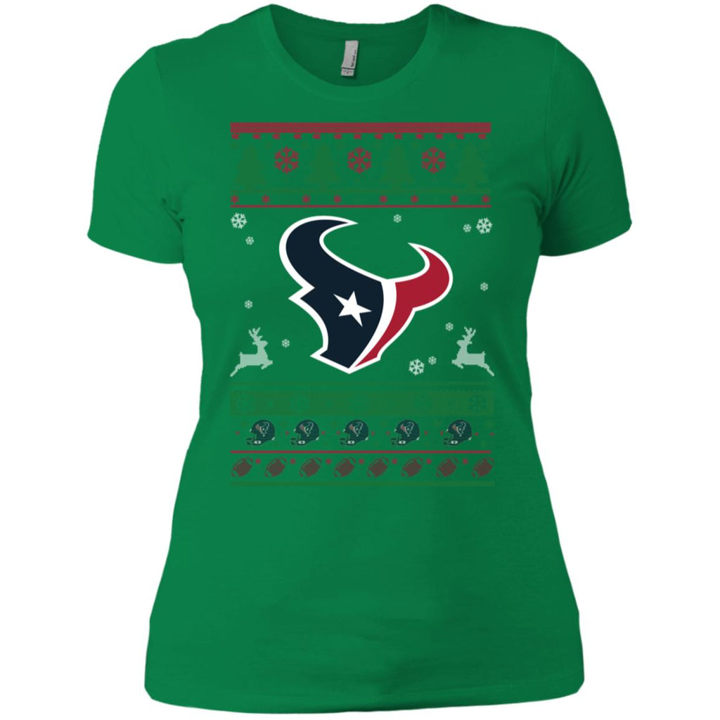 Houston Texans Logo Football Teams Ugly Christmas Sweater Women T-Shirt