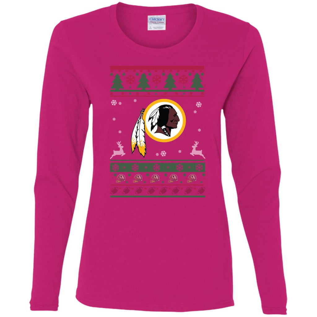 Washington Redskins Logo Football Teams Ugly Christmas Sweater Women Long Sleeve Shirt