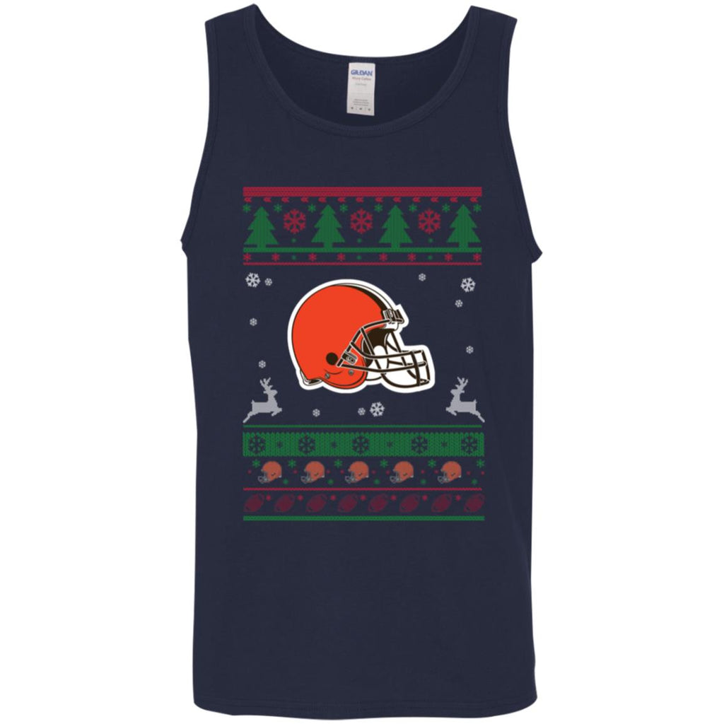 Cleveland Browns Logo Football Teams Ugly Christmas Sweater Men Tank Top
