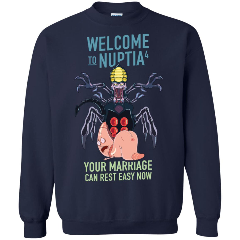 Rick And Morty Welcome To Nuptia Unisex Crewneck Pullover Sweatshirt