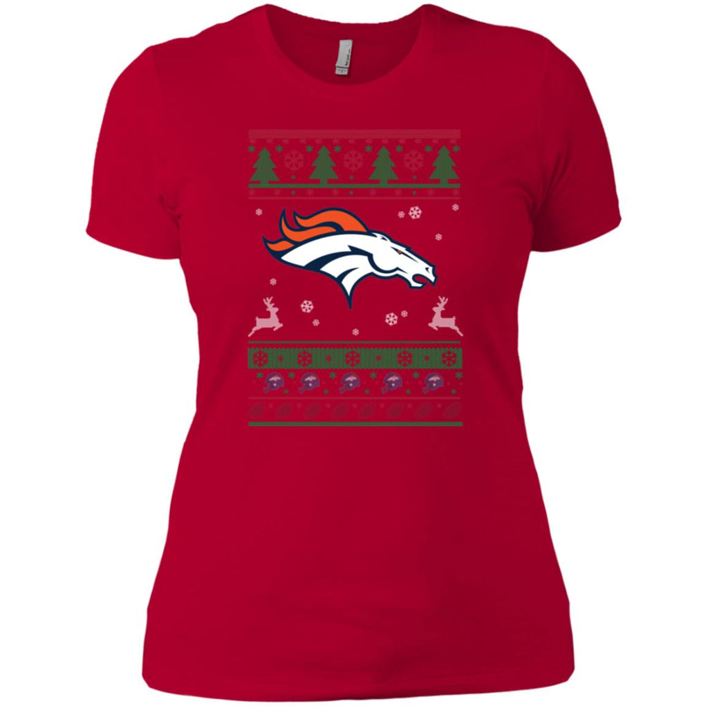 Denver Broncos Logo Football Teams Ugly Christmas Sweater Women T-Shirt