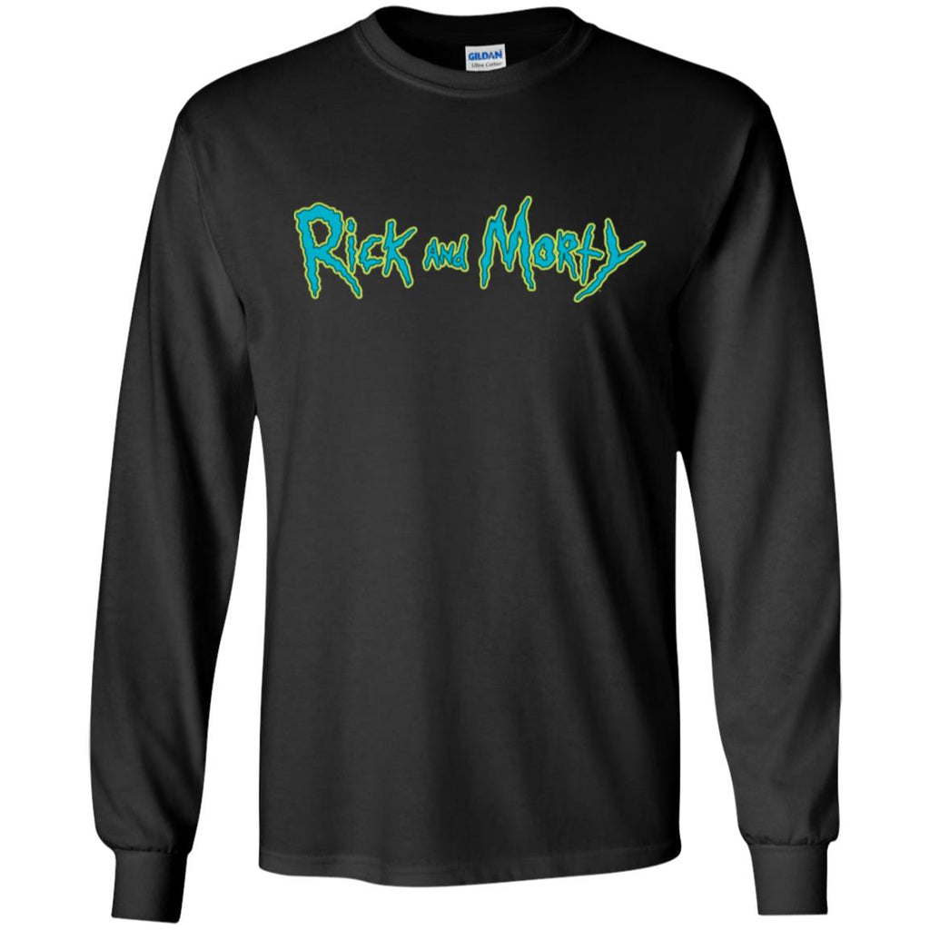 Rick And Morty Title Typography Men Long SLeeve Shirt