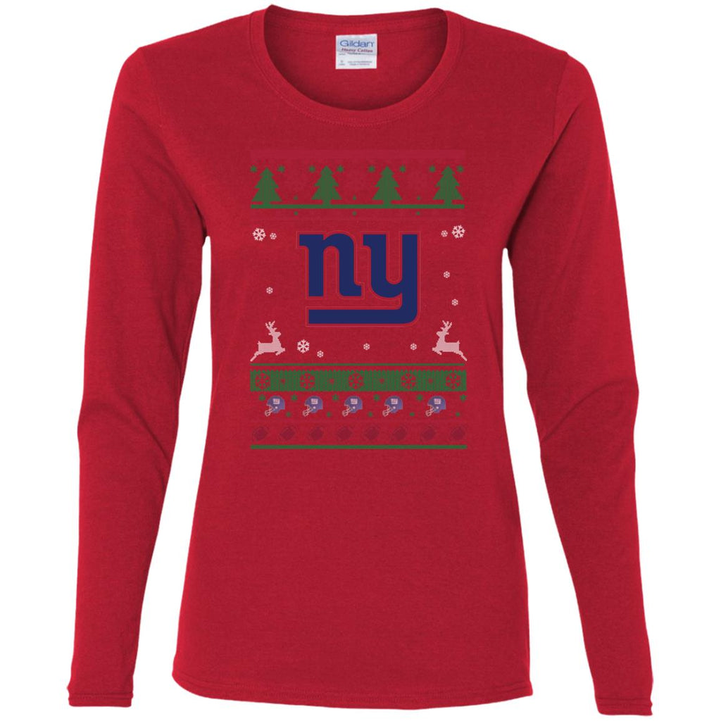 New York Giants Logo Football Teams Ugly Christmas Sweater Women Long Sleeve Shirt