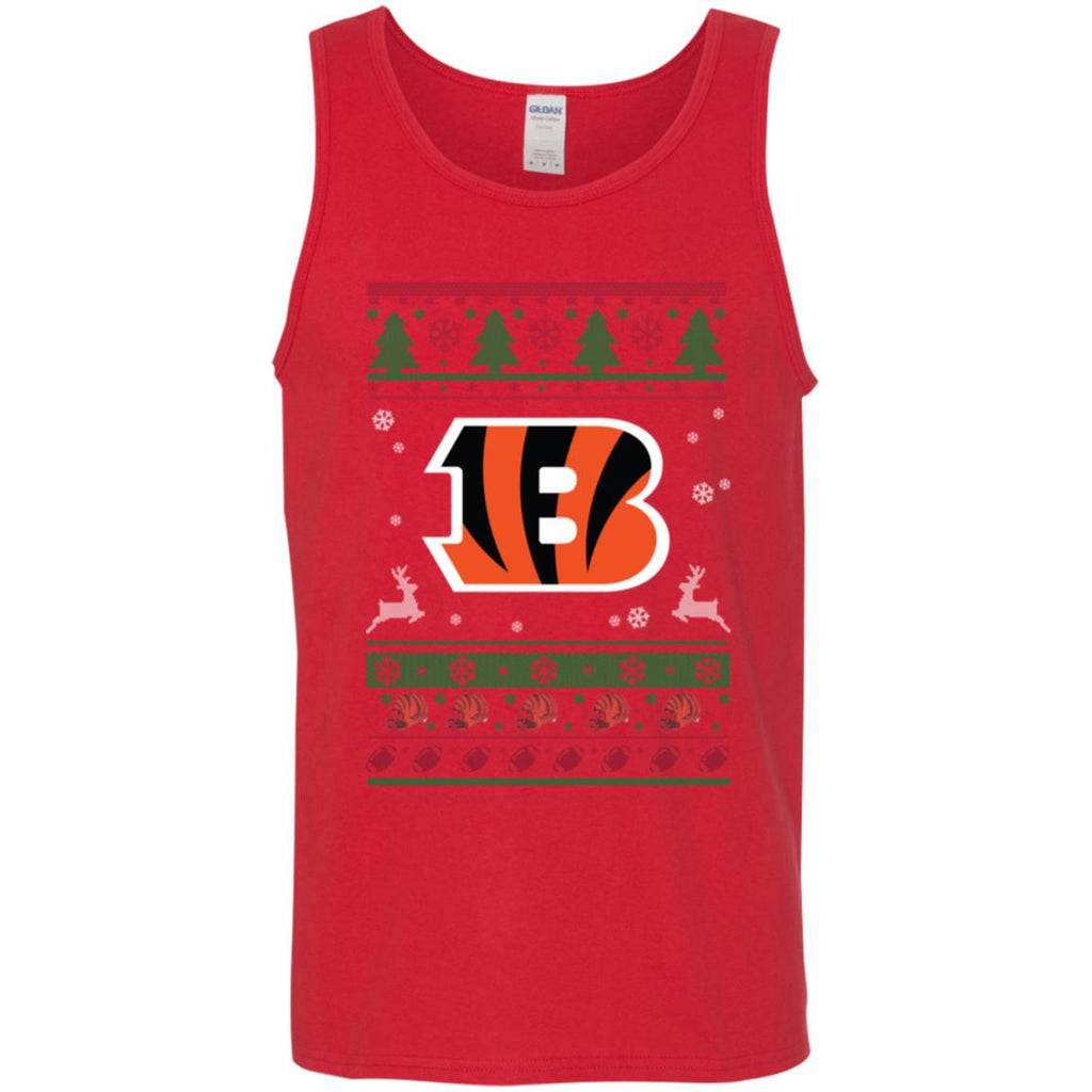 Cincinnati Bengals Logo Football Teams Ugly Christmas Sweater Men Tank Top