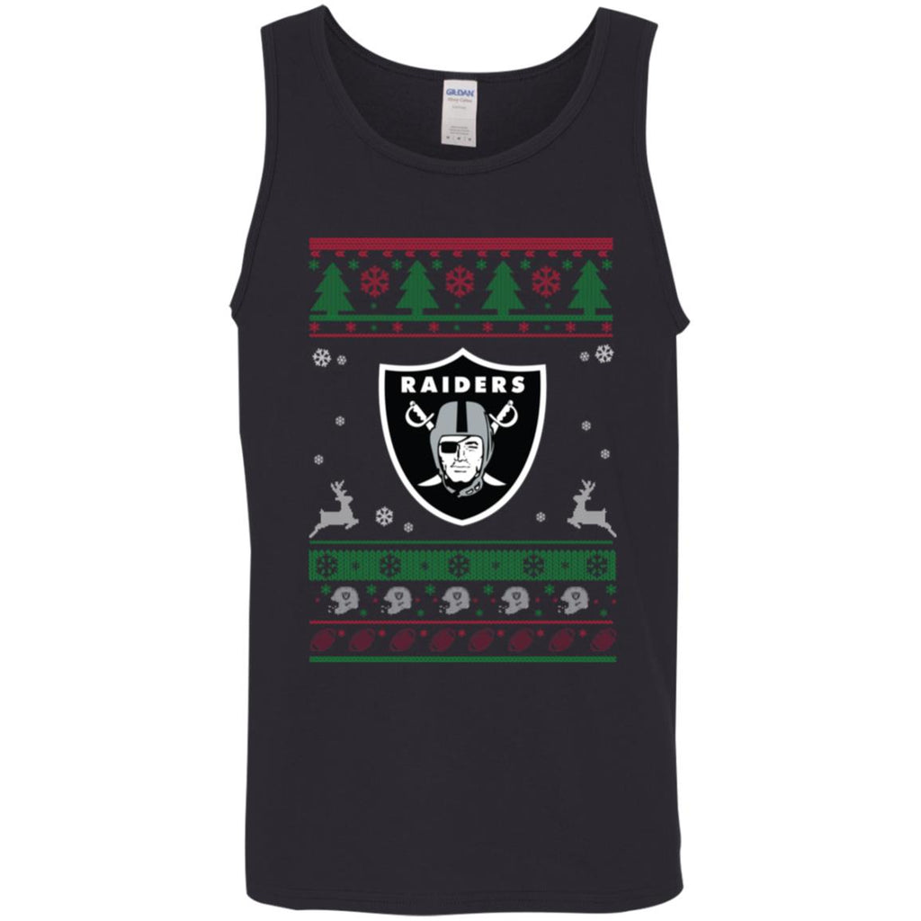 Oakland Raiders Logo Football Teams Ugly Christmas Sweater Men Tank Top