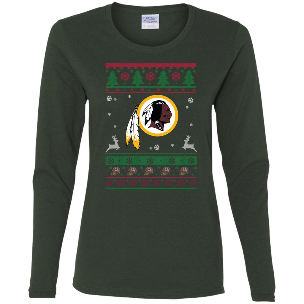Washington Redskins Logo Football Teams Ugly Christmas Sweater Women Long Sleeve Shirt