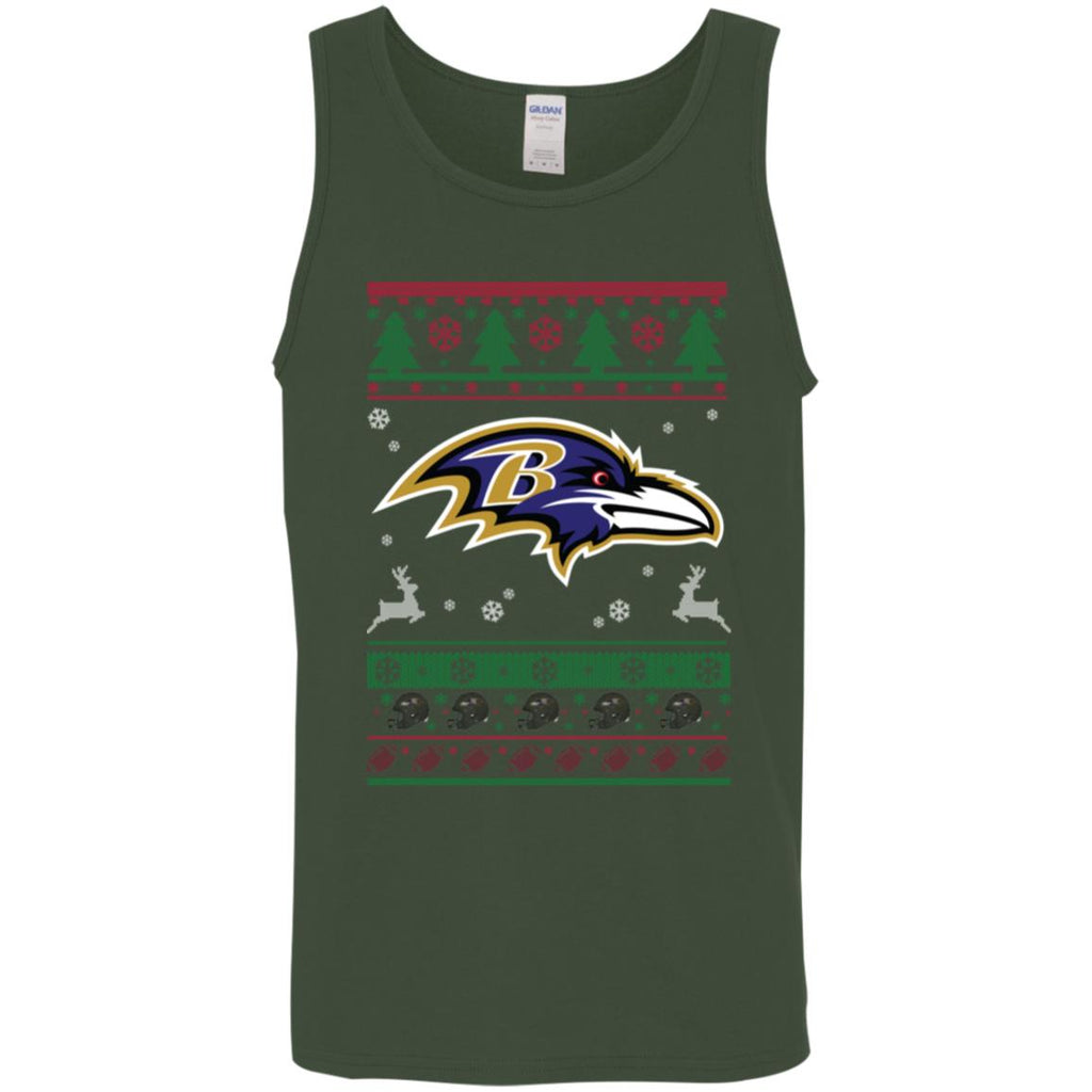 Baltimore Ravens Logo Football Teams Ugly Christmas Sweater Men Tank Top