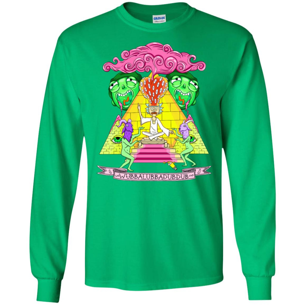 Rick And Morty Pyramid With Catchphrase Men Long SLeeve Shirt