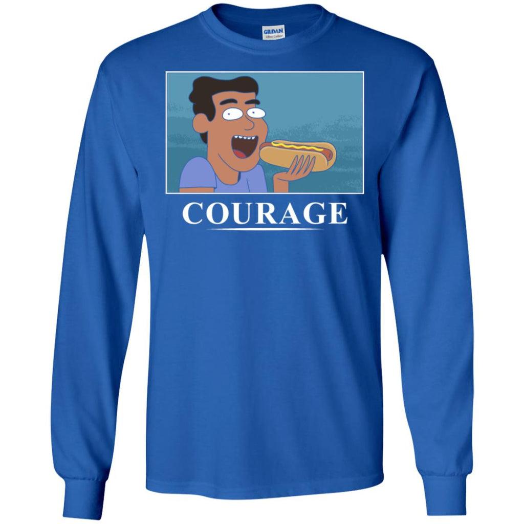 Rick And Morty Courage Is Eating A Hot Dog Men Long SLeeve Shirt