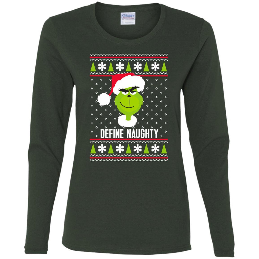 Dr. Seuss The Grinch Naughty Grinch Christmas Sweatshirt Women Long Sleeve Shirt