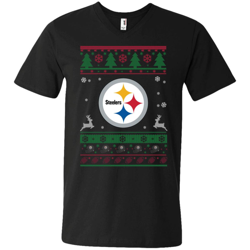 Pittsburgh Steelers Logo Football Teams Ugly Christmas Sweater Men V-Neck T-Shirt