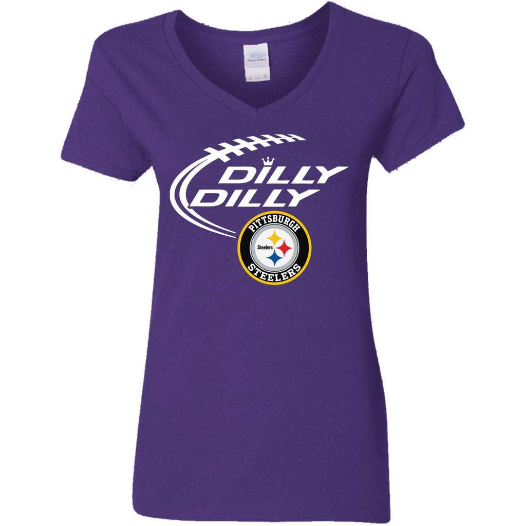 Dilly Dilly Pittsburgh Steelers Nfl Football Women V-Neck T-Shirt