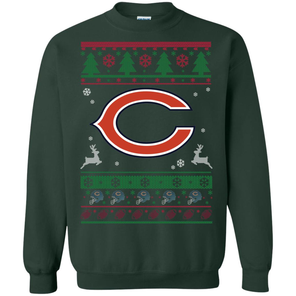 Chicago Bears Logo Football Teams Ugly Christmas Sweater Unisex Crewneck Pullover Sweatshirt