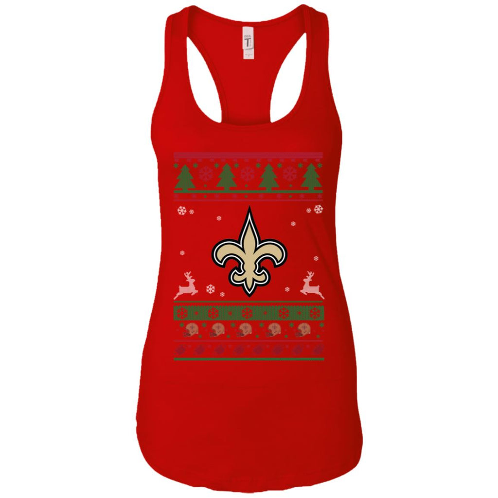 New Orleans Saints Logo Football Teams Ugly Christmas Sweater Women Tank