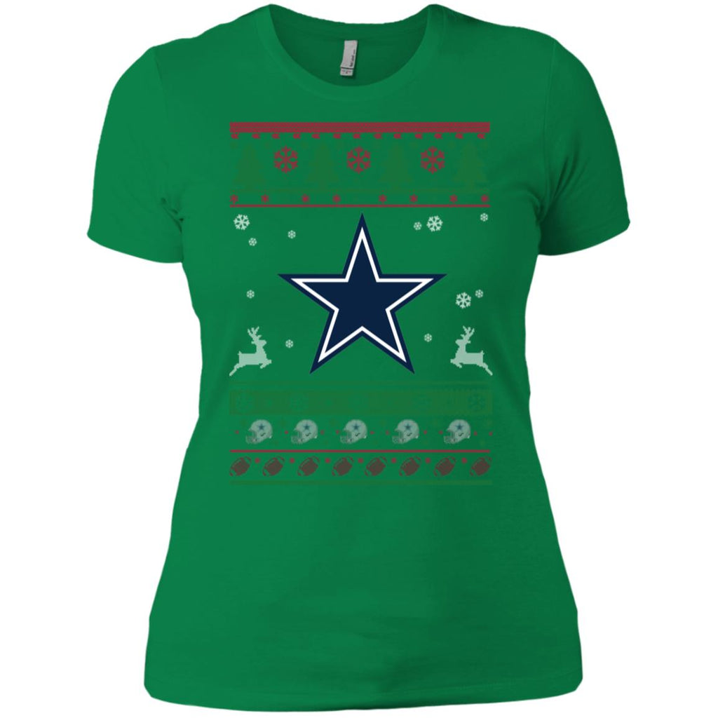 Dallas Cowboys Logo Football Teams Ugly Christmas Sweater Women T-Shirt